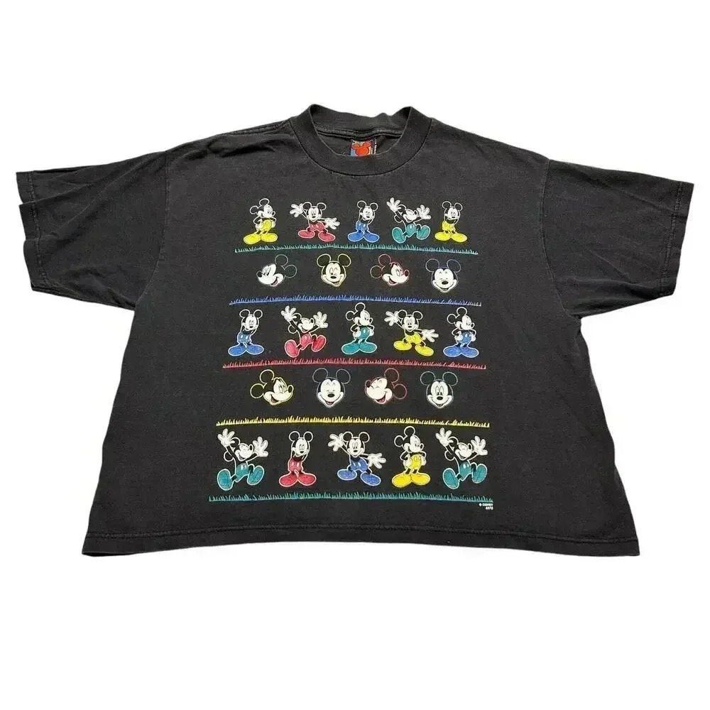 Vintage Mickey Unlimited Short Sleeve Shirt Size Small Faded Black Boxy Fit